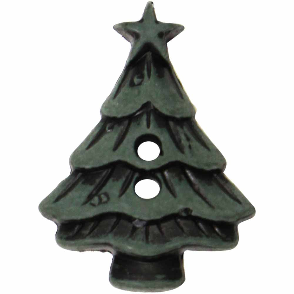Christmas Tree Novelty Button - Green