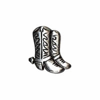 Cowboy Boots Novelty Button - Silver