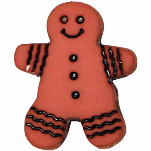 Gingerbread Man Novelty Button - Brown